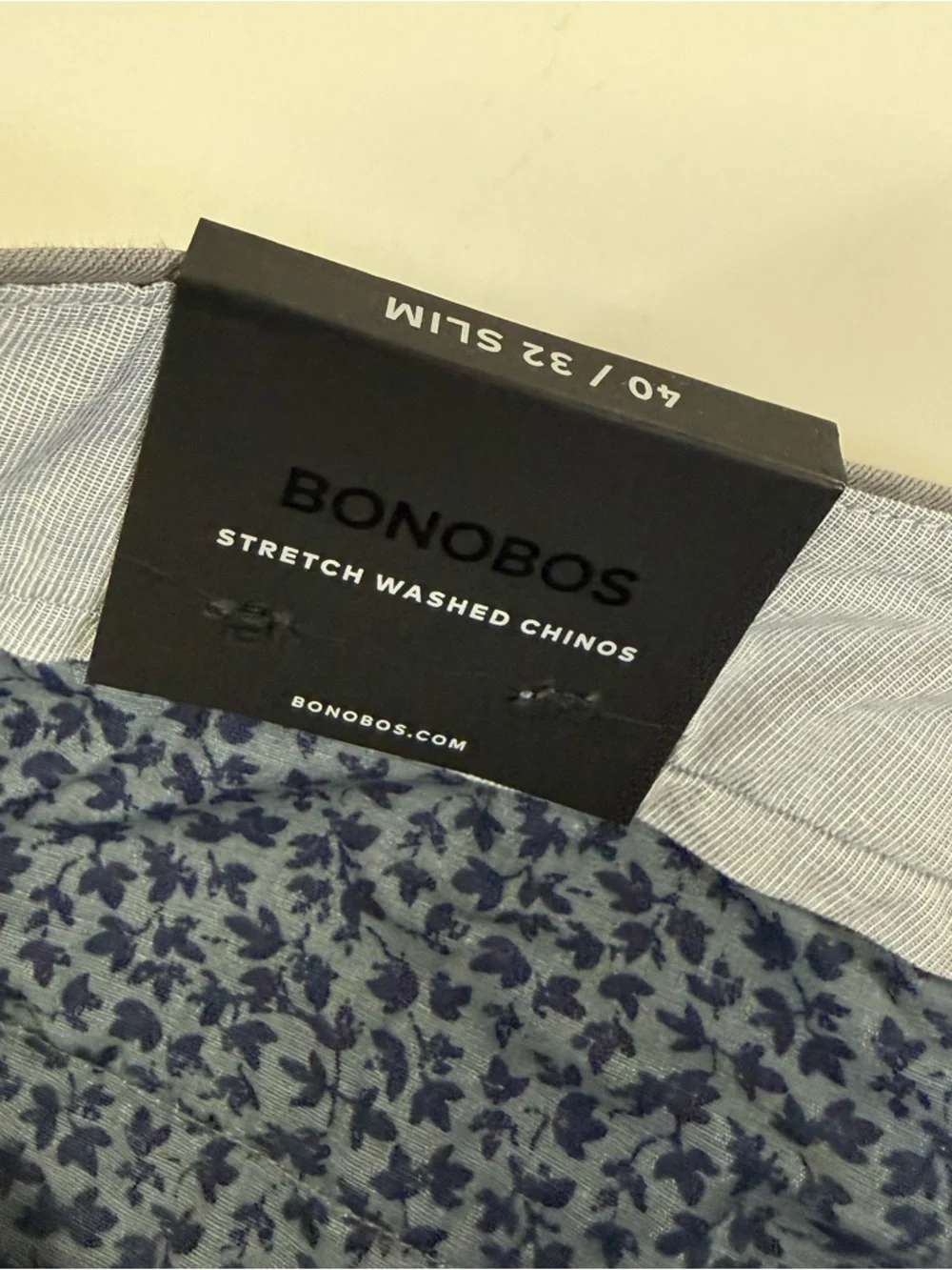 Bonobos Chino Pants Mens 40x32 Gray Slim Cotton Blend NWT
